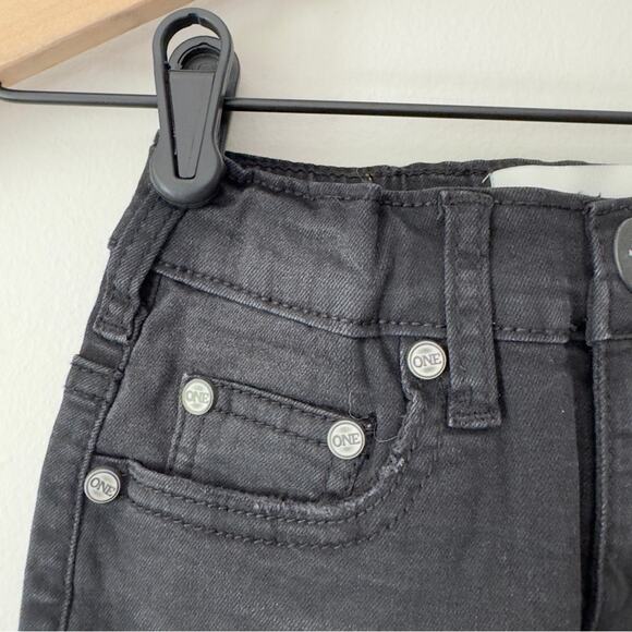 One Teaspoon Girls’ Dark Black Punk Charcoal Wash Denim Mini Skirt 5-Pocket Jean - Picture 4 of 13